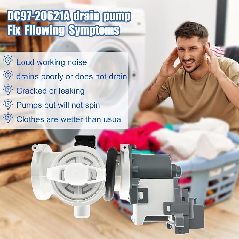 Garsoo DC97-20621A, DC97-17999N Drain Pump Assembly(OEM) Compatible with samsung washer(some models), Replace Number: DC31-00187A, PX3516-01, AP6807020, 4959632, PS12592830, EAP12592830 etc - Image 5